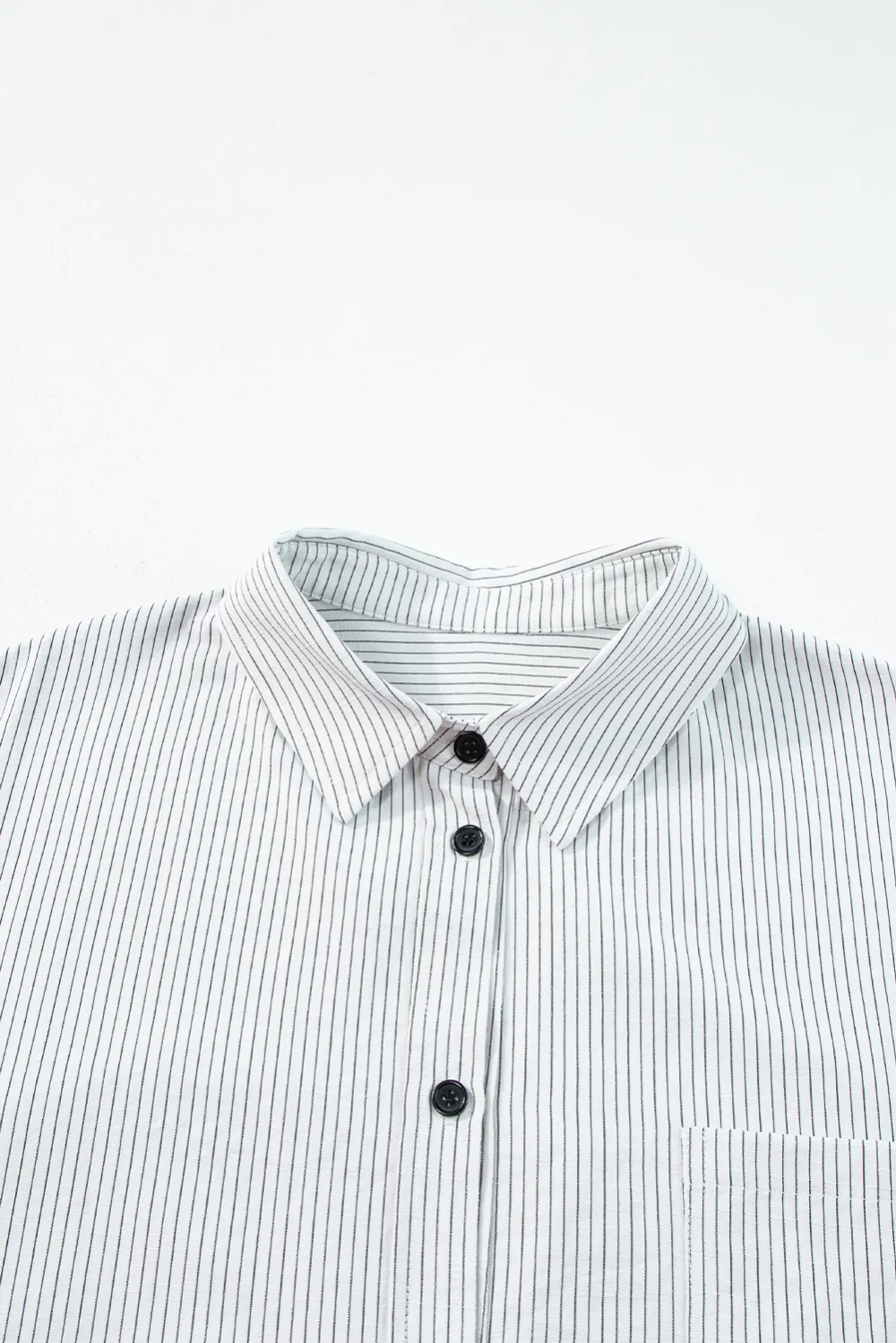 Black Stripe Roll Tab Sleeve Shirt