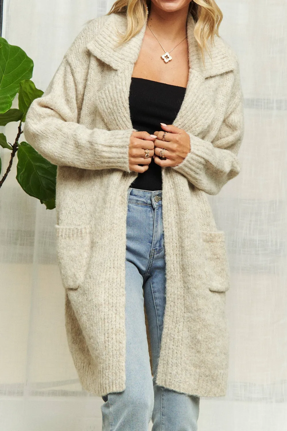 Long Sleeve Sweater Pocket Cardigan