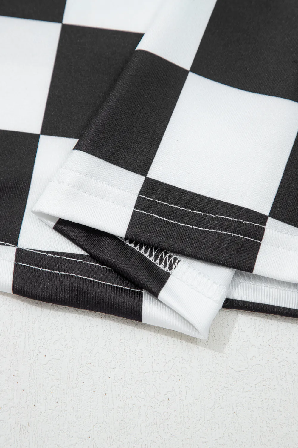 Black Checkerboard Printed Slim Tank Top