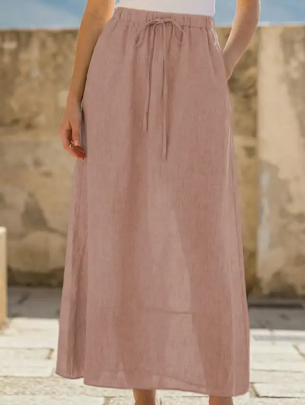 Linen A-Line Midi Skirt