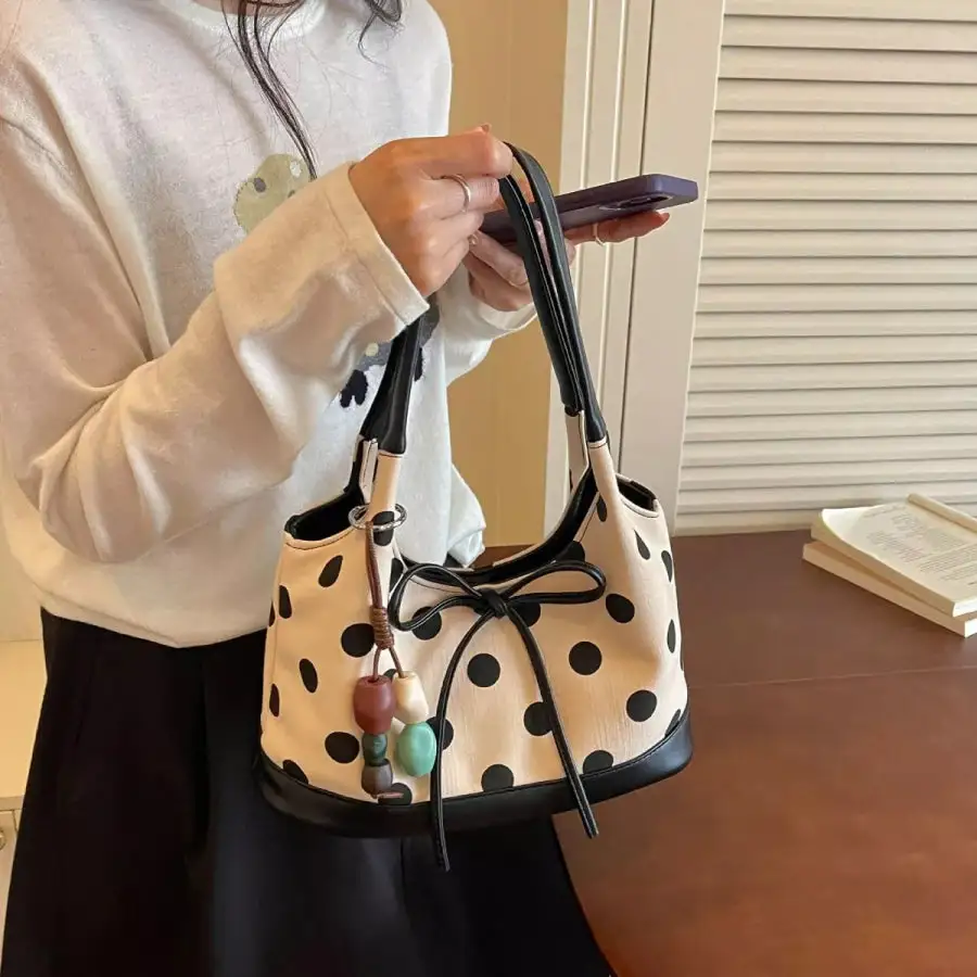 Women's Relaxed Polka Dot Shoulder Bag