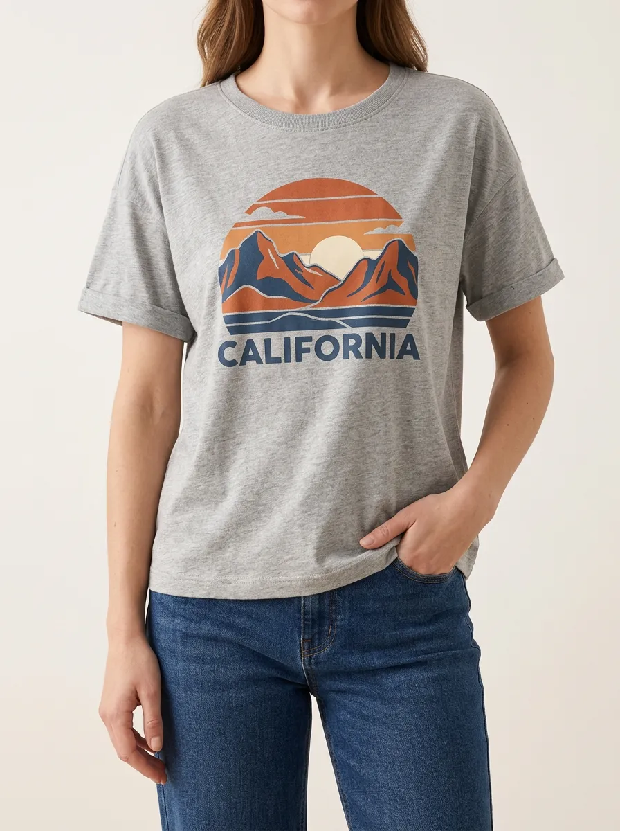 Graphic Ribbed Relaxed Tee