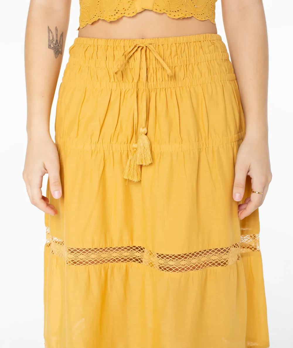 Solid Color Hollowed-Out Ladies' Skirt