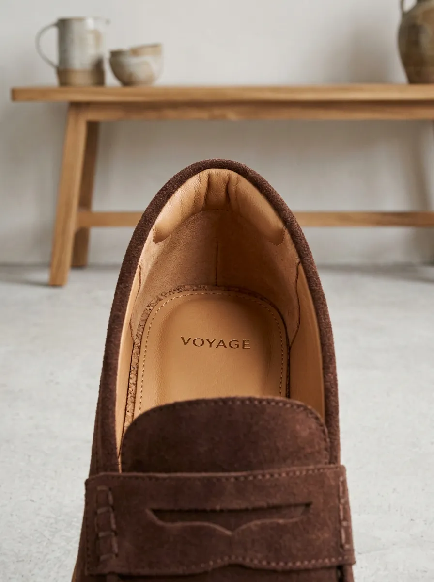 Women's Platform Penny Suede Wood Sole Loafers