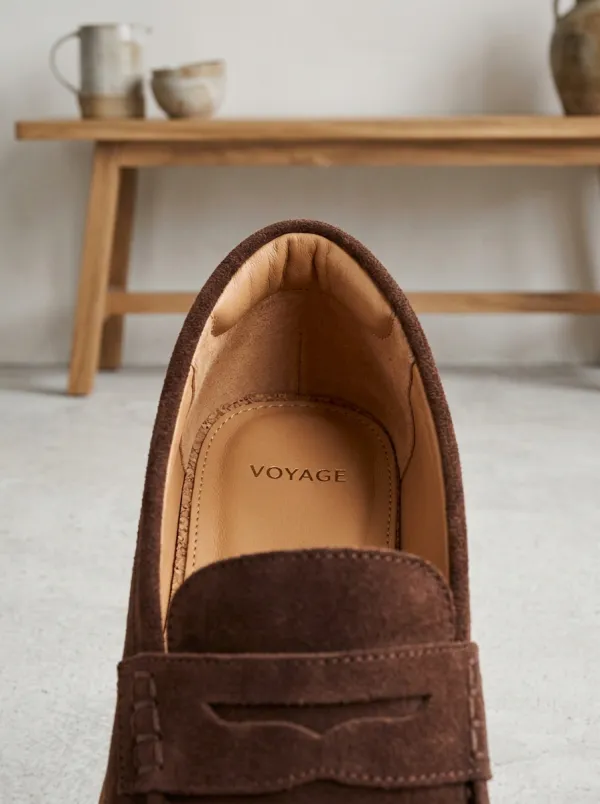 Women's Platform Penny Suede Wood Sole Loafers
