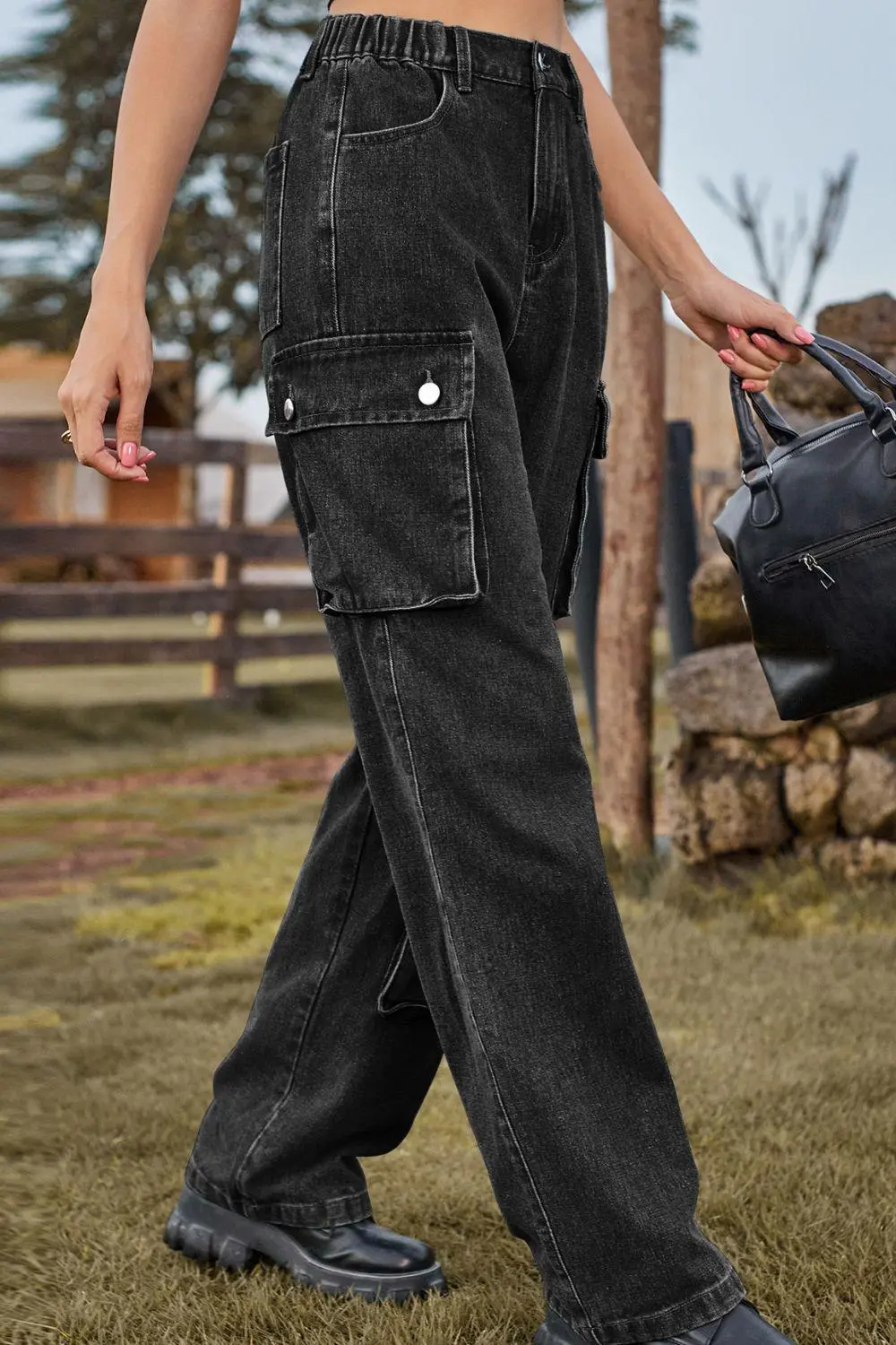 Loose Fit Long Pocket Denim Jeans