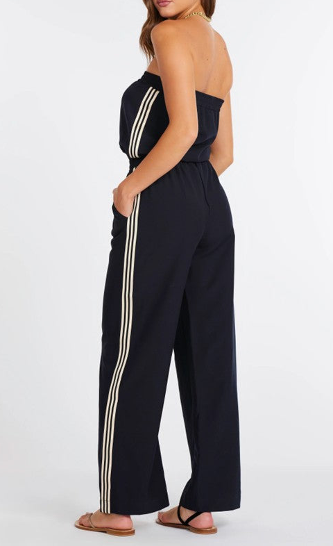 Black Strapless Wide Leg Jumpsuit
