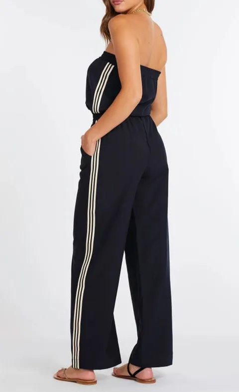 Black Strapless Wide Leg Jumpsuit