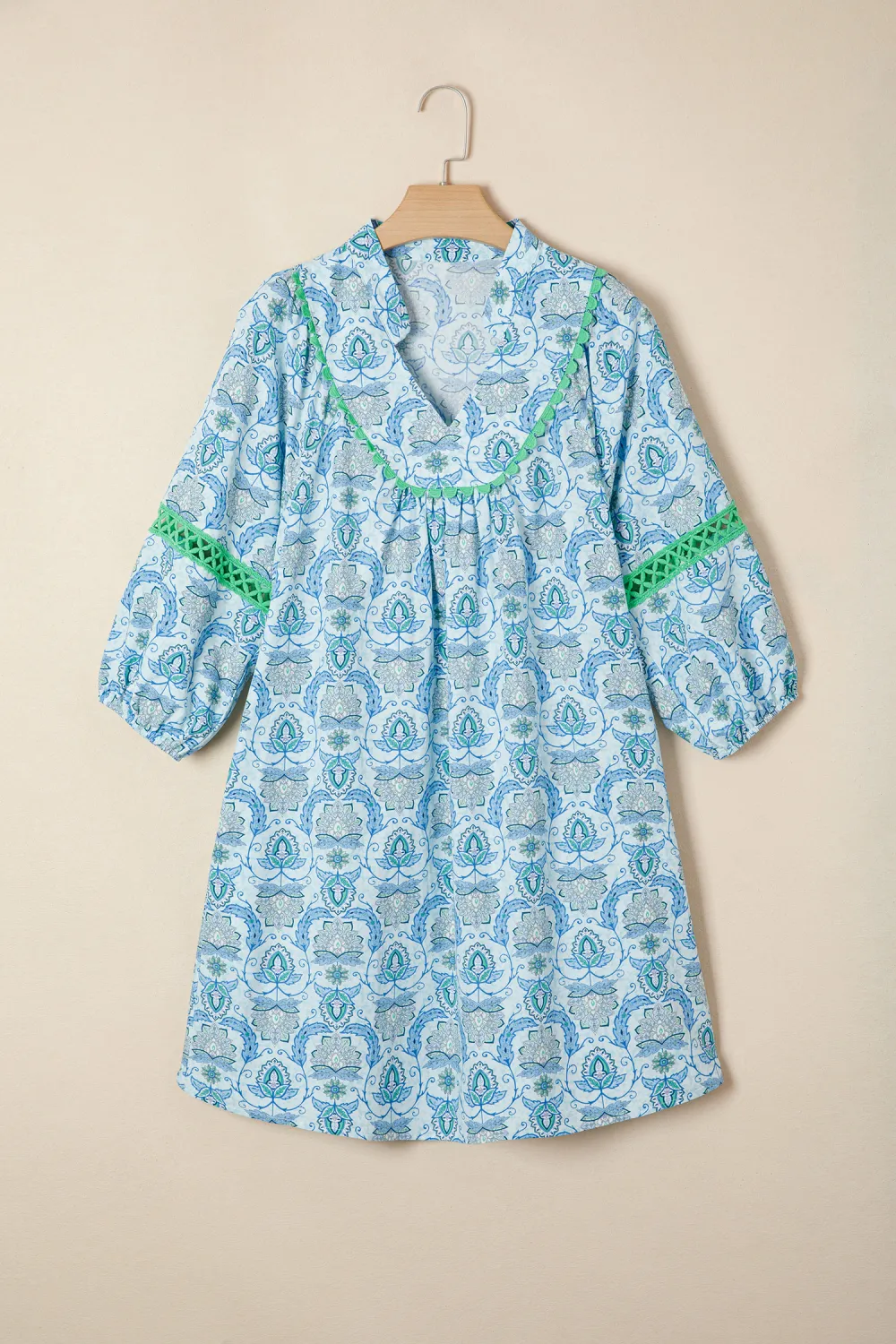 Blue Paisley Patchwork Mini Dress