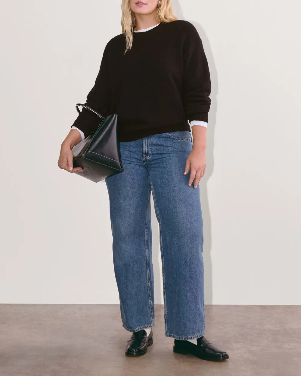 Black Ribbed Collar Knit Sweater