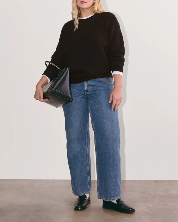 Black Ribbed Collar Knit Sweater