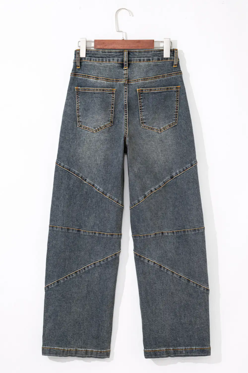 Women's Exposed Stitching Loose Straight High Waist Barrel Jeans