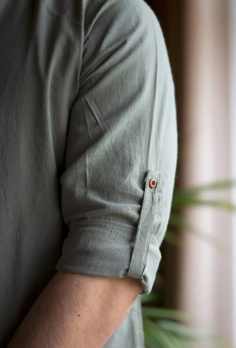 Mandarin Collar Grandad Collar Long Sleeve Casual Shirt