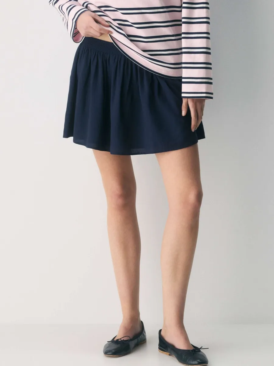 Casual Elastic Waist Skirt