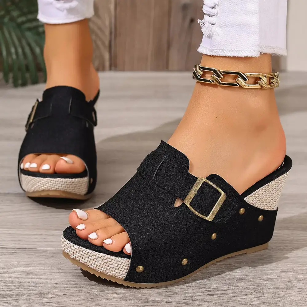 Graceful Fresh Open Toe Wedge Sandals