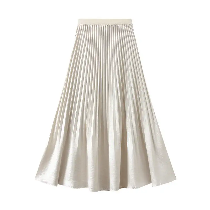 Classic Pleated High Waist Mermaid Midi Skirt