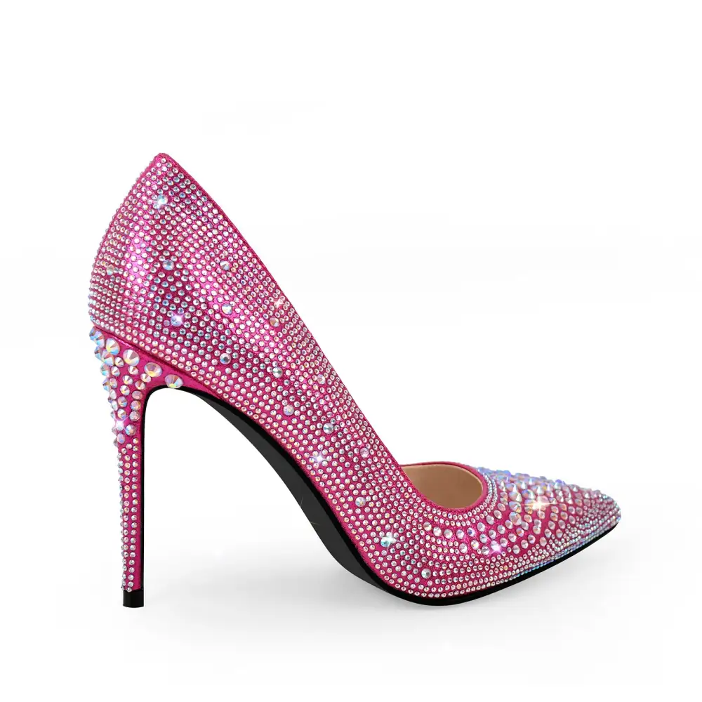 Polished Rhinestone Pointed Toe Stiletto Pumps