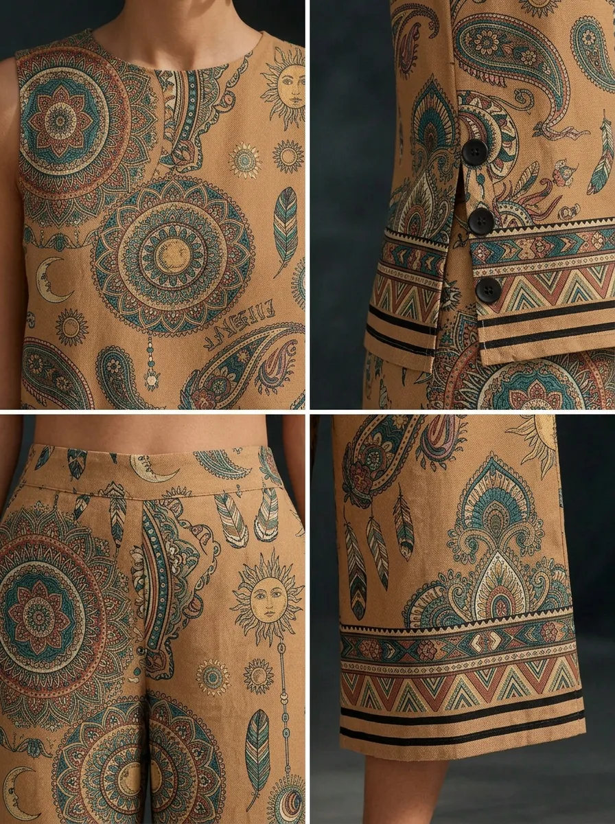 Women's Bohemian Mandala Paisley Printed Sleeveless Set