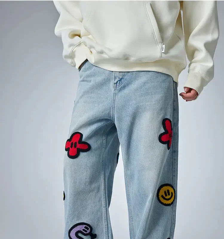 Playful Embroidered Straight-Leg Jeans