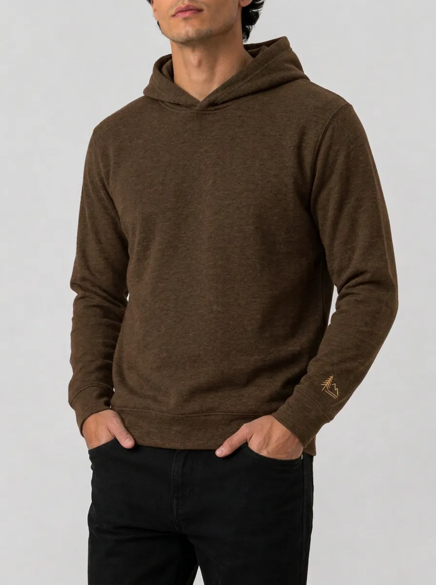 Men's Mountain Pine Tree Graphic Pullover Sleeve-Detail Hoodie
