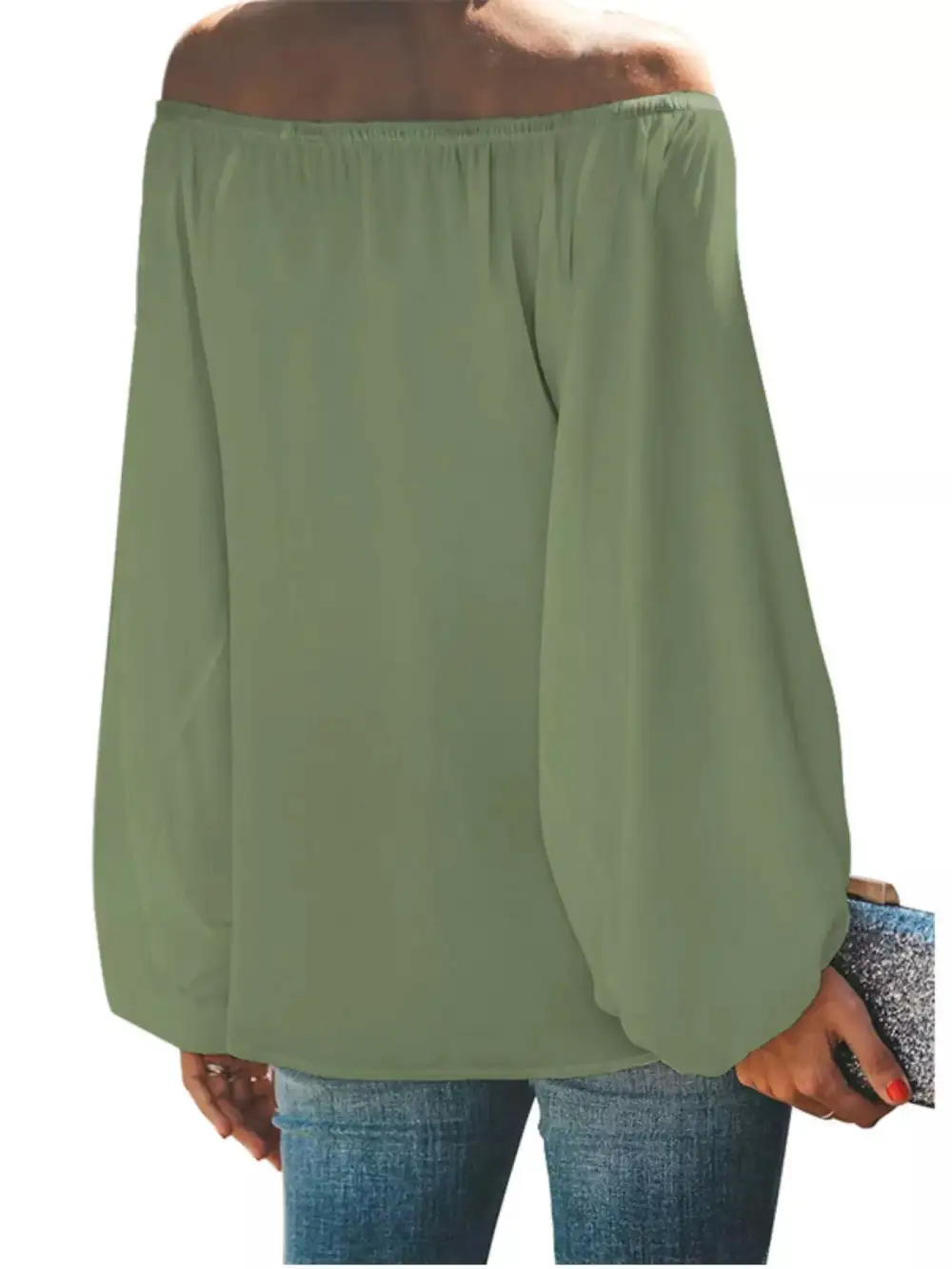 Shoulder Balloon Sleeve Blouse Plus