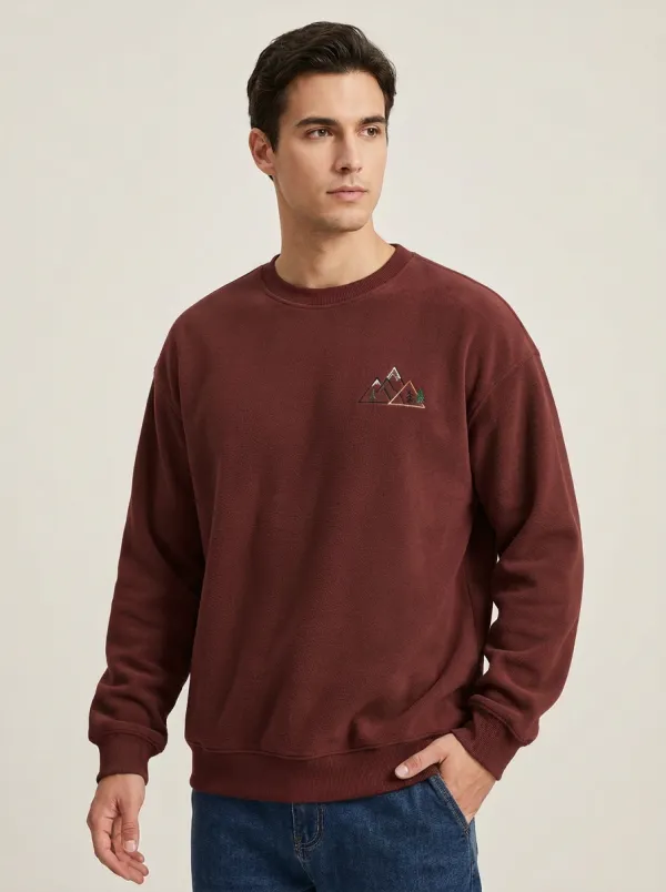 Men's Olive Green Outdoor Mountain Forest Fleece Sweatshirt