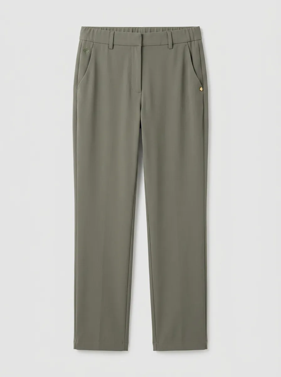 Women's Contemporary Everyday Leaf Embroidered Mid Rise Straight Leg Pants