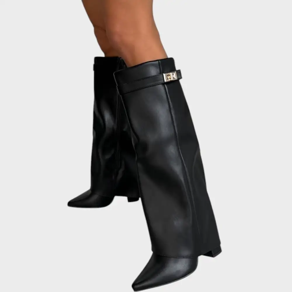 Leather Chunky Sole Tall Boots