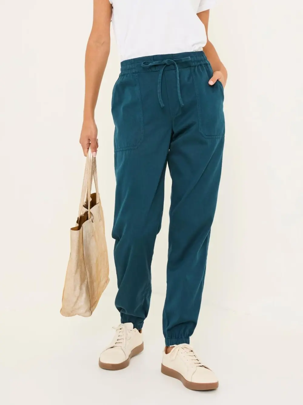 Blue Cuffed Cotton Cargo Joggers