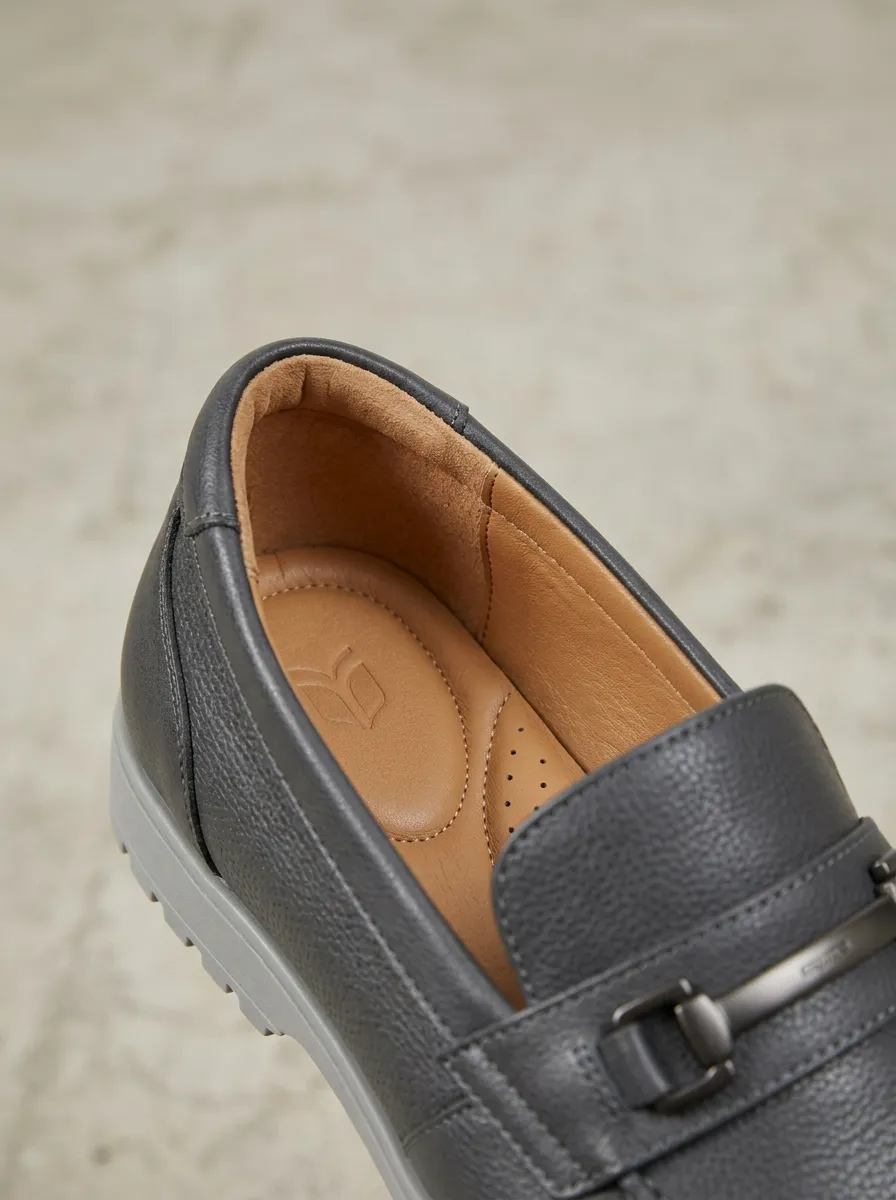 Men's Classic Metal-Buckle Textured Loafers