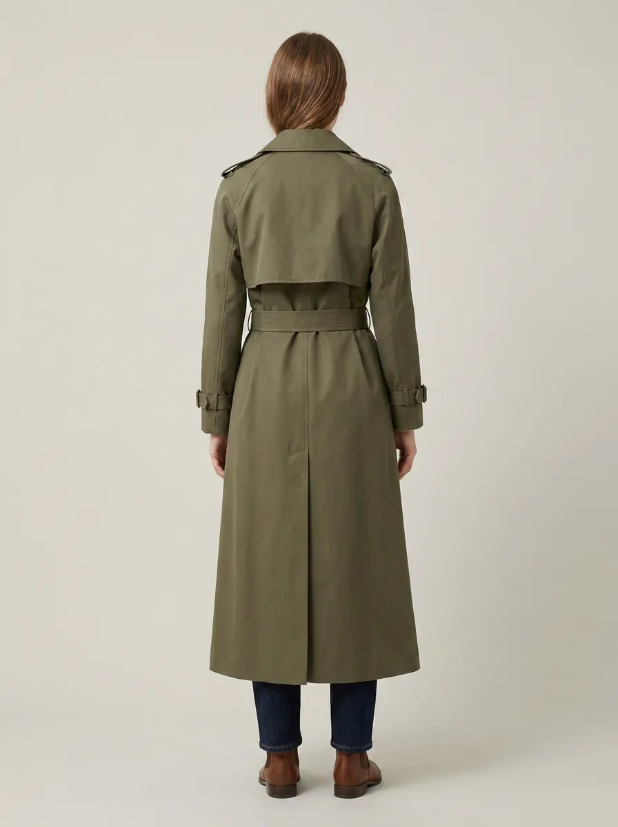 Women's Double-Breasted Long Trench Coat