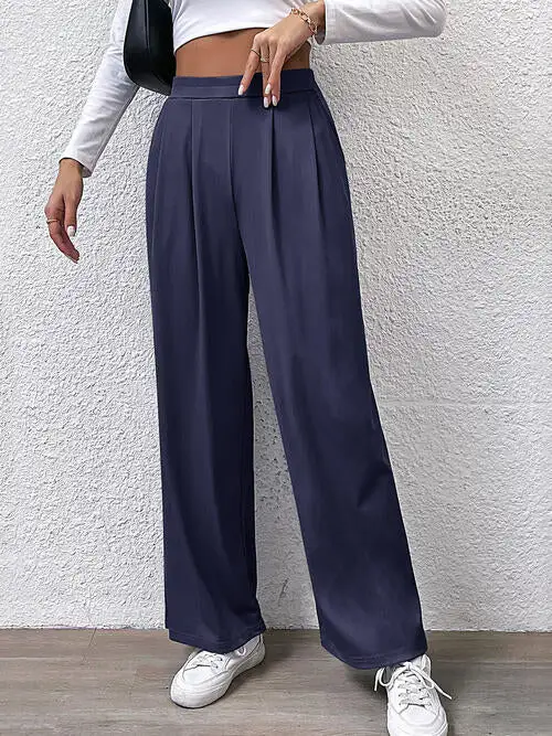 Relaxed High Waist Straight Pants