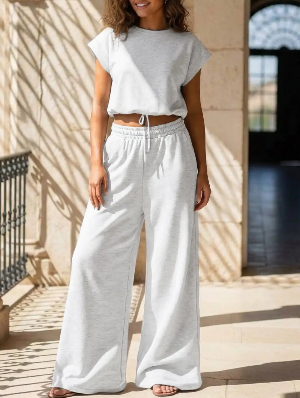 Sleeveless Vest Wide Pants Set