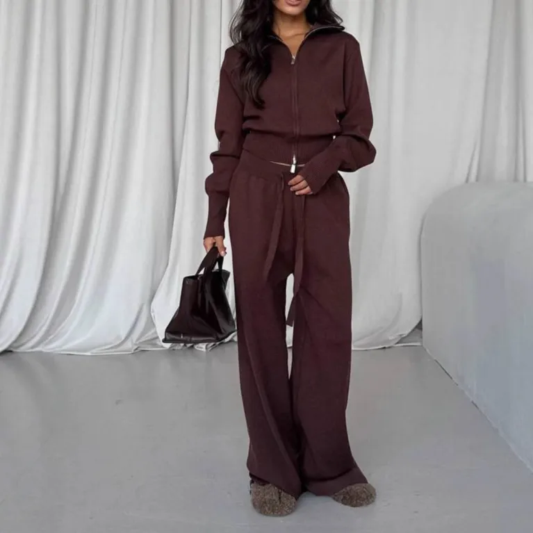 Knit Cardigan Sweater Pants Set