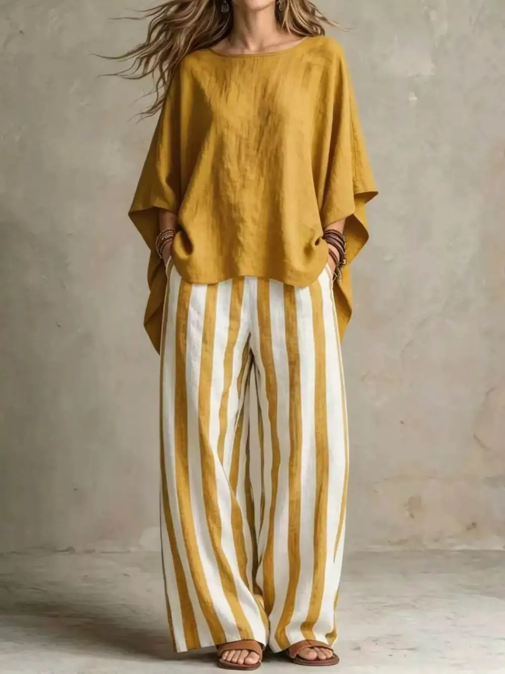 Full Size Solid Color Top and Pants Set Plus