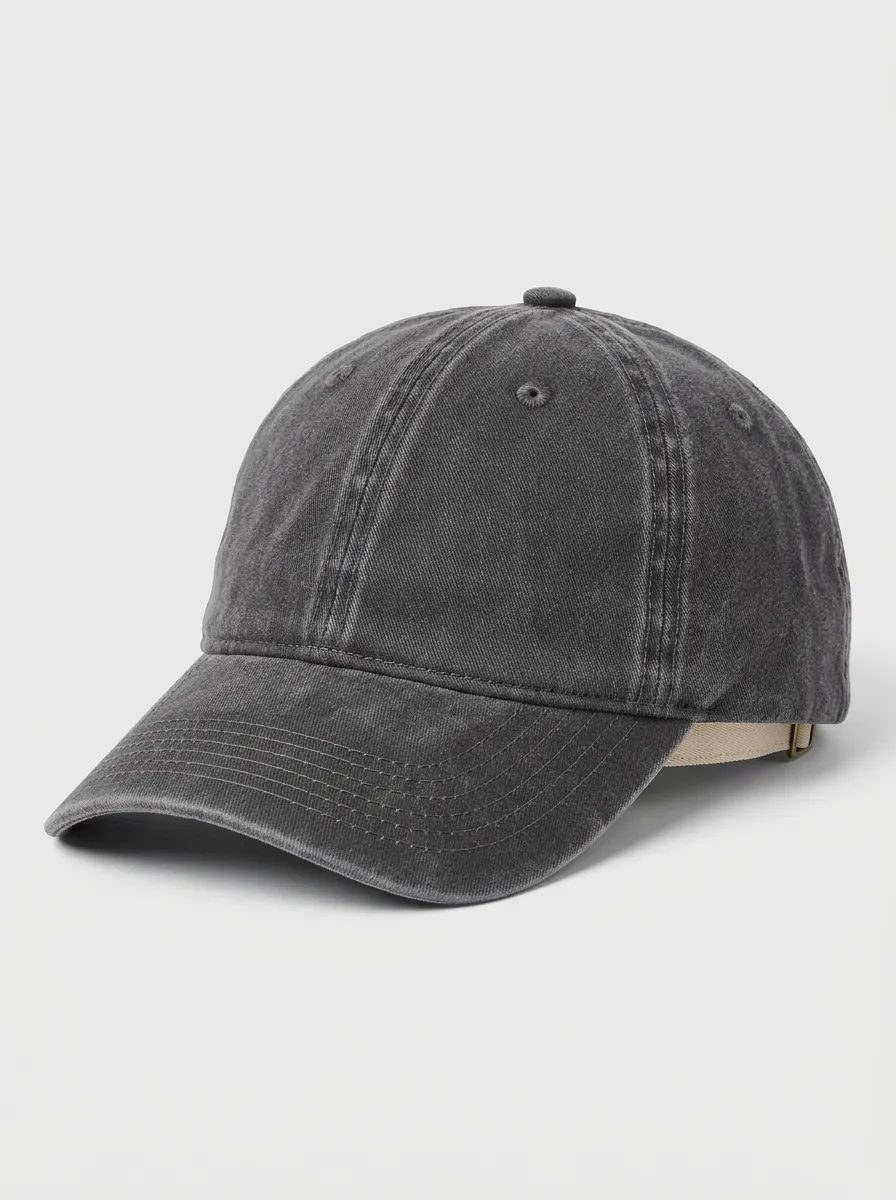 Casual Washed Finish Hat with Minimalist Motif Artwork