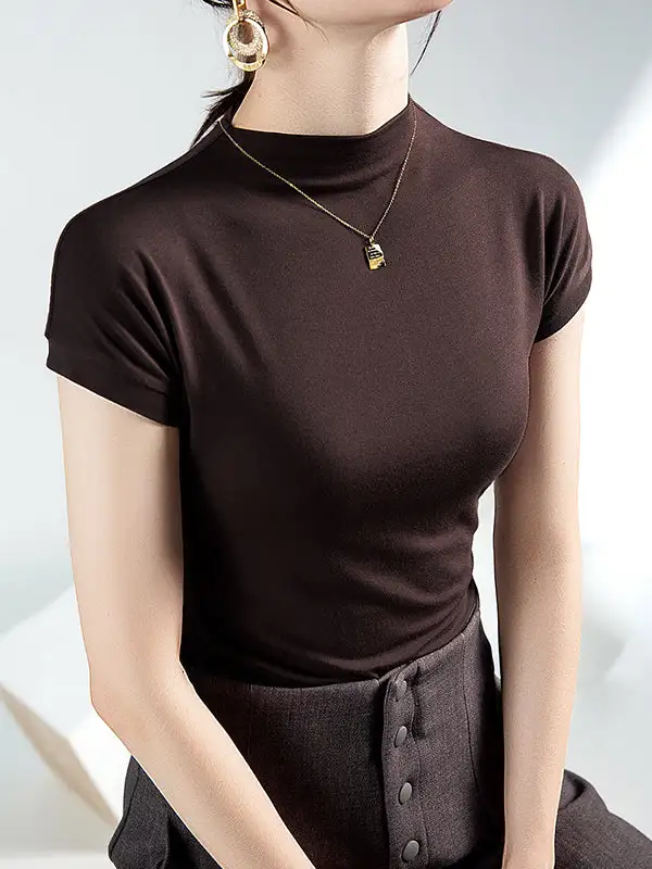 Short Sleeve Slim Fit Mock Neck T-Shirt