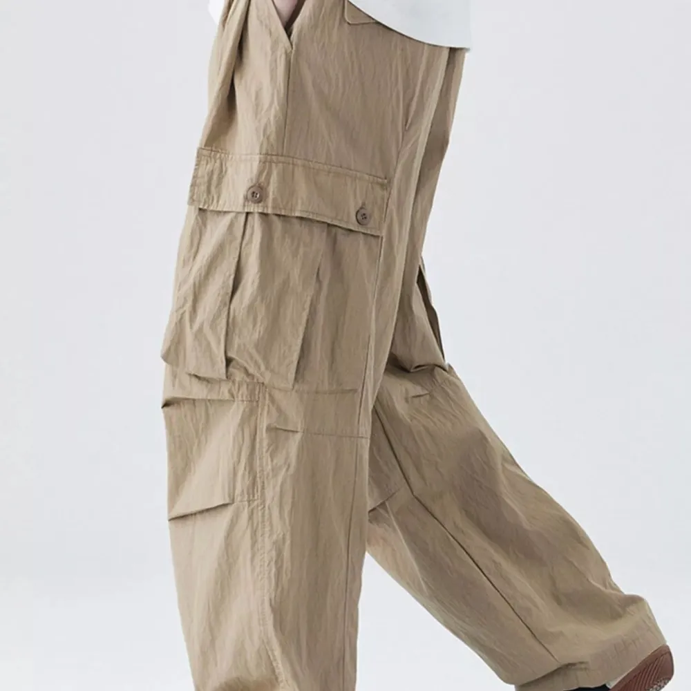 Pocketed Drawstring Wide Leg Cargo Pants