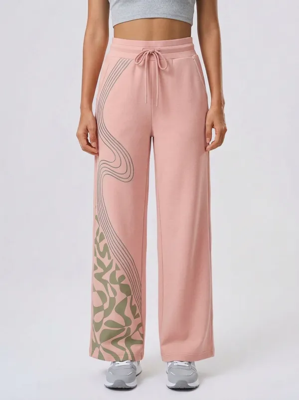 Women's Abstract Wave Pattern Graphic Wide Leg Sweatpants