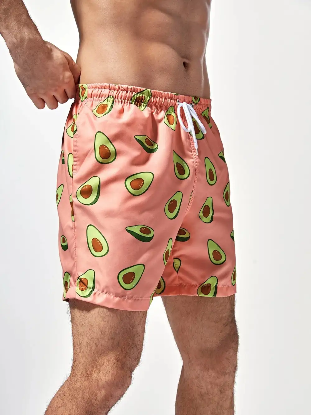 Men's Print Grommet Drawstring Swim Trunks