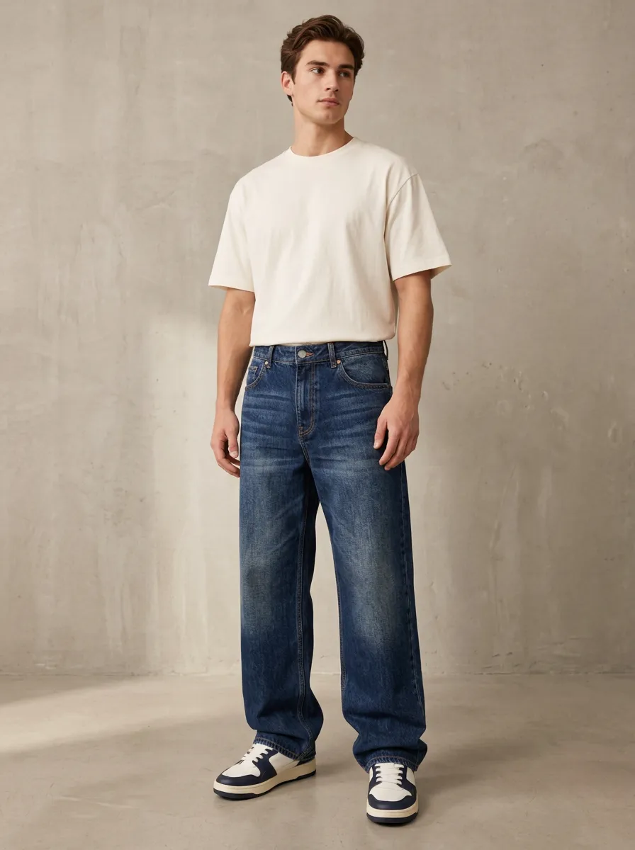 Men's Daily Wear Wide Leg Jeans