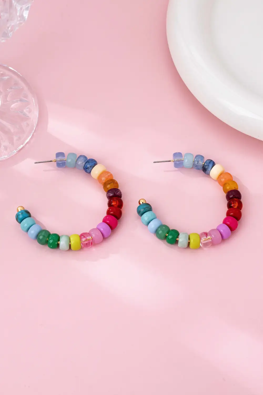 Multi Color Beaded Hoop arrings
