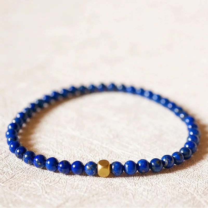Ultra Thin Lazurite Lapis Lazuli Beads Self Bracelet