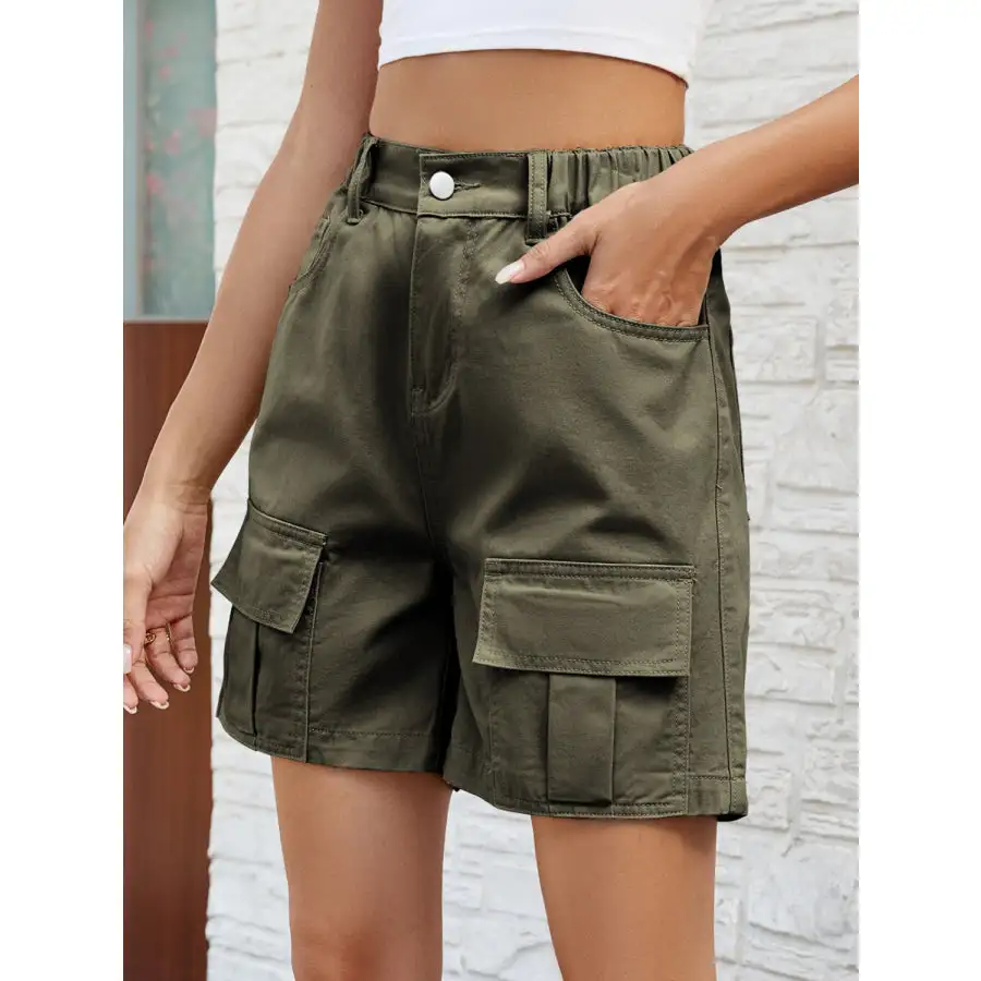 Pocketed High Waist Denim Shorts
