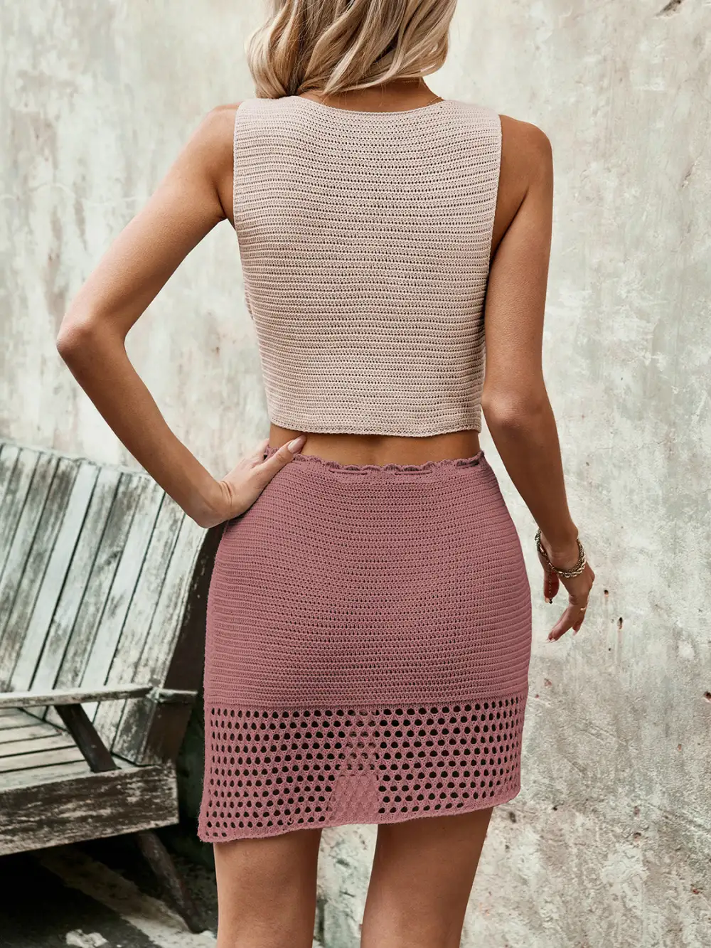 Button Front Sleeveless Coordinated Set