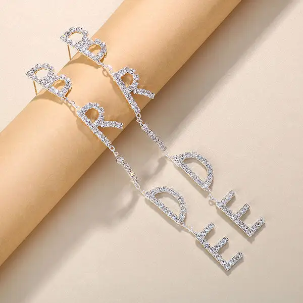 Rhinestone Letter Earrings