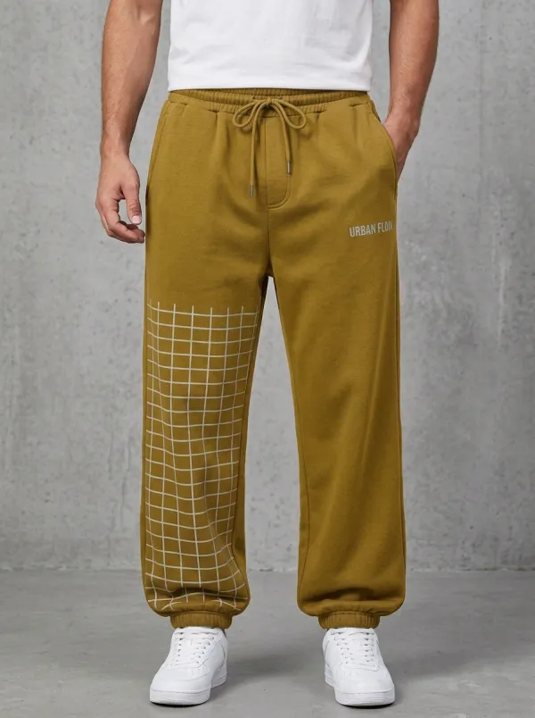 Graphic Sweatpants Grid Men's Sweatpants