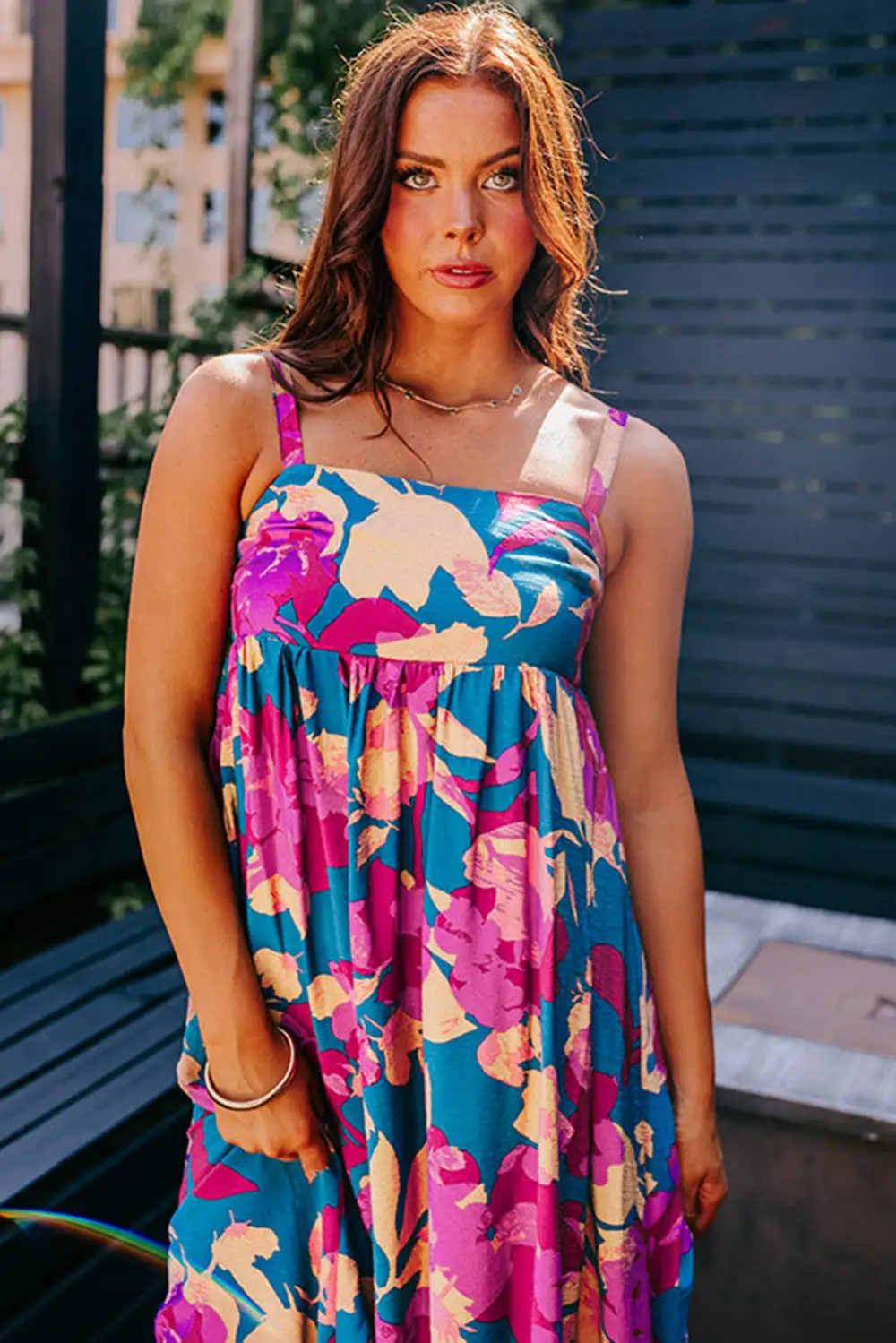 Floral Sleeveless High Waist Dress Casual
