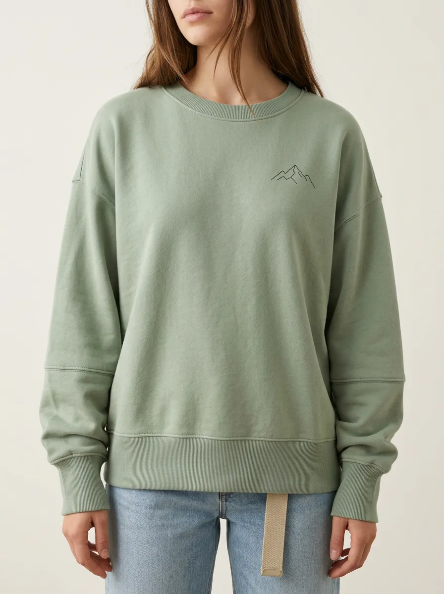 Women's Laid-Back Mountain Line-Art Printed Sweatshirt