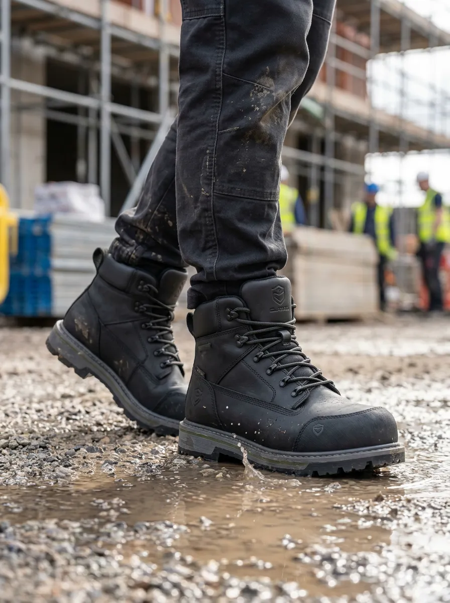 Durable-Look Leather-Look Men's Waterproof Work Boots